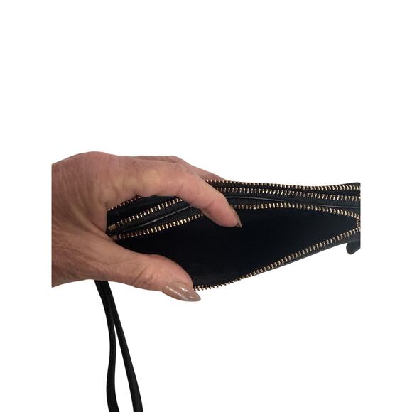 Coach NWOT Double Corner Zip Wristlet Brown/Black Signature Coated Canvas - Picture 8 of 11